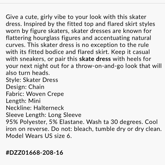 Tie Neck Chain Print Skater Dress - Picture 7 of 8